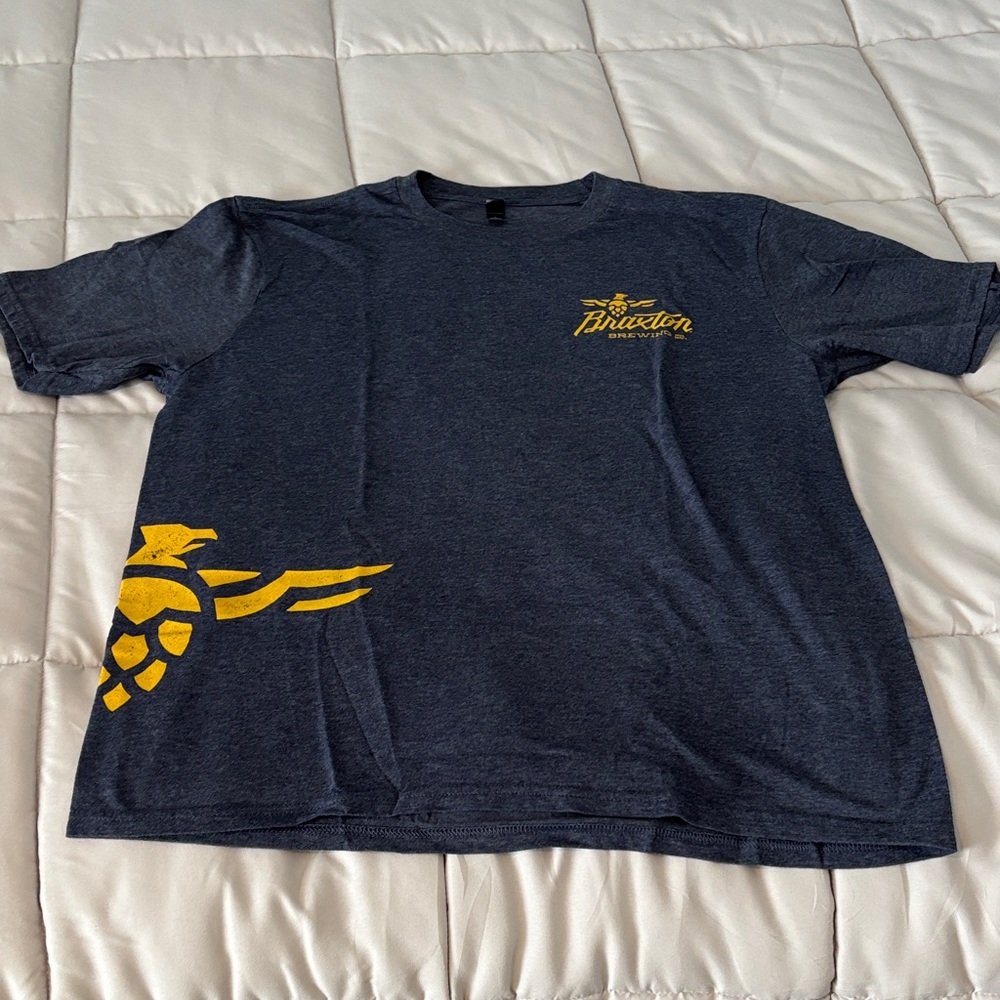 Braxton Brewing Blue Tee with Yellow Accents